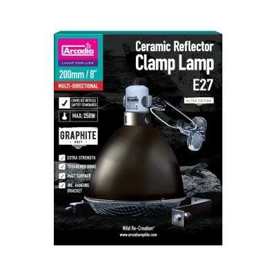 ARCADIA REFLECTOR MET KLEM EN KERAMISCHE E27 FITTING 20CM GRAFIET